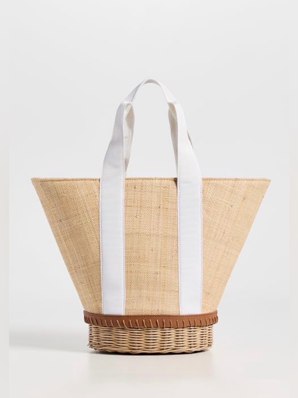 New Pamela Munson Gardener Basket Straw Tote with White Handles